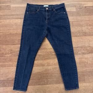 Loft women's dark wash skinny high rise ankle jeans pants size 12
 b50
